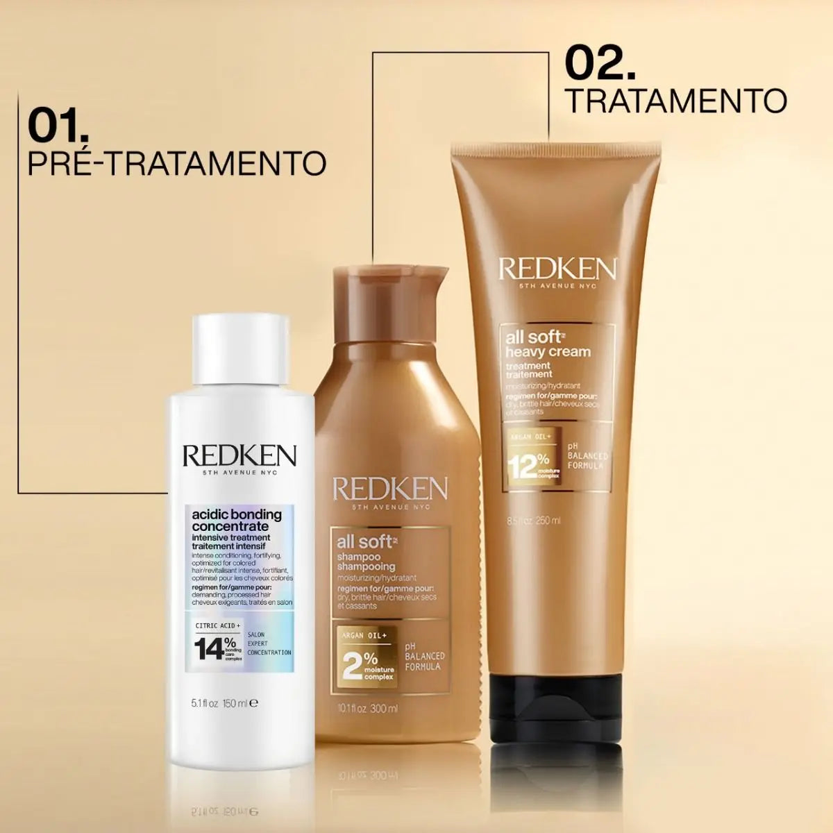 Redken Trio - ABC Intensive Treatment 150ml +All Soft (Shampoo 300ml + Máscara 250ml)